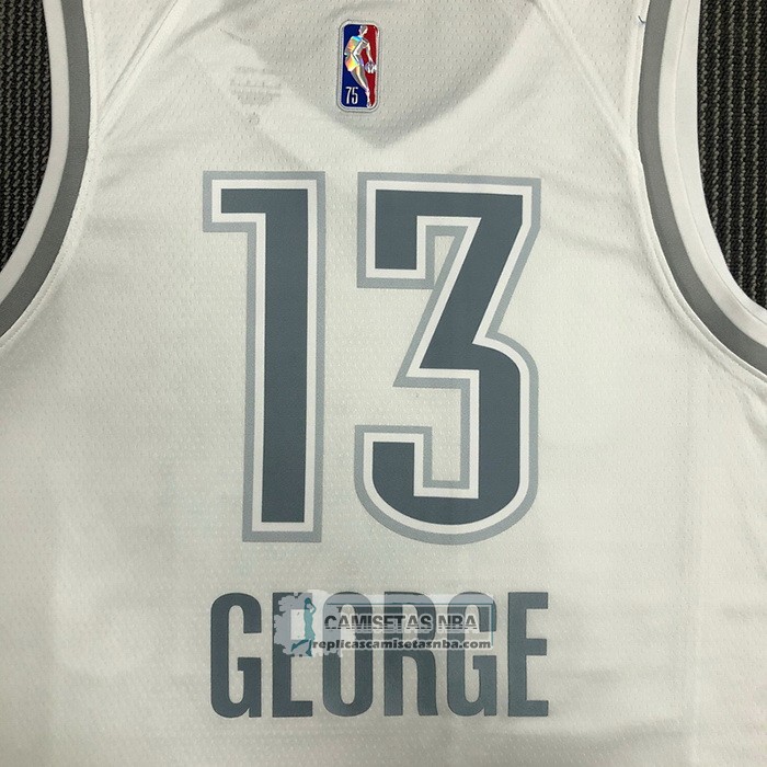 Camiseta Oklahoma City Thunder Paul George NO 13 Ciudad 2021-22 Blanco